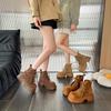 Autumn New Frosted Leather Martin Boots Women's Shoes Platform Muffin Round Head Lace-up Casual Locomotive Boots Short Boots Women