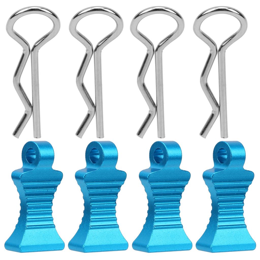4pcs Aluminium Alloy RType Car Body Shell Clips Pin with Fixing Bracket for 1 10 RC Car(Blue )