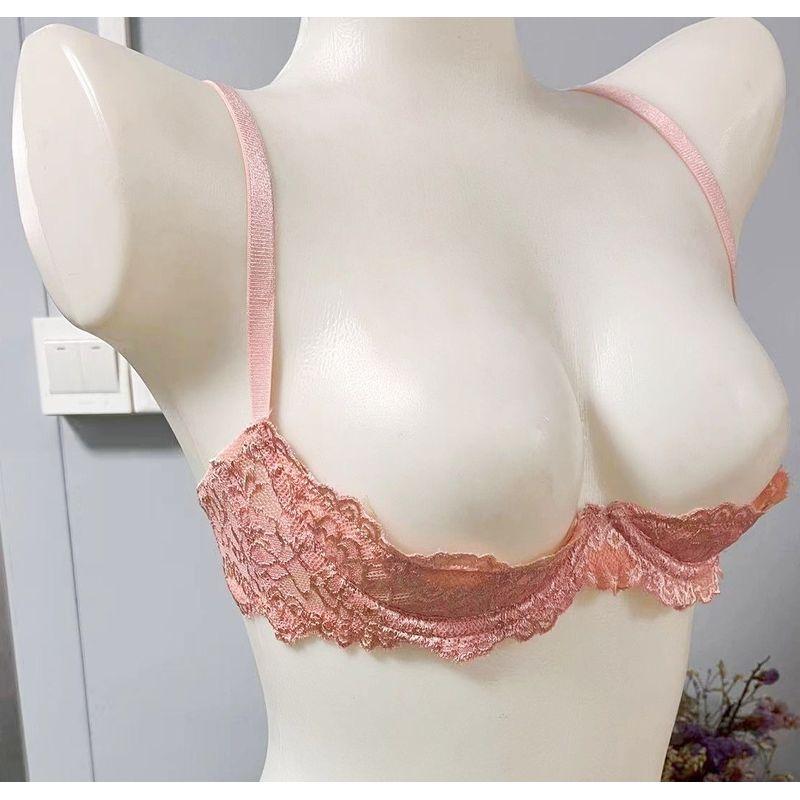 

Women Underwear Half Support Side Bag Sponge Lace 1/2 Bra Advanced Hollow Briefs Black one-piece bra 5XL