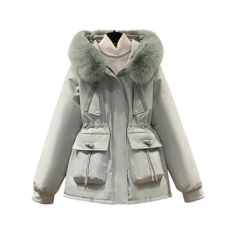 Hooded Down Cotton-padded Jacket with Down Thickened Cotton-padded Jacket Winter Short Jacket