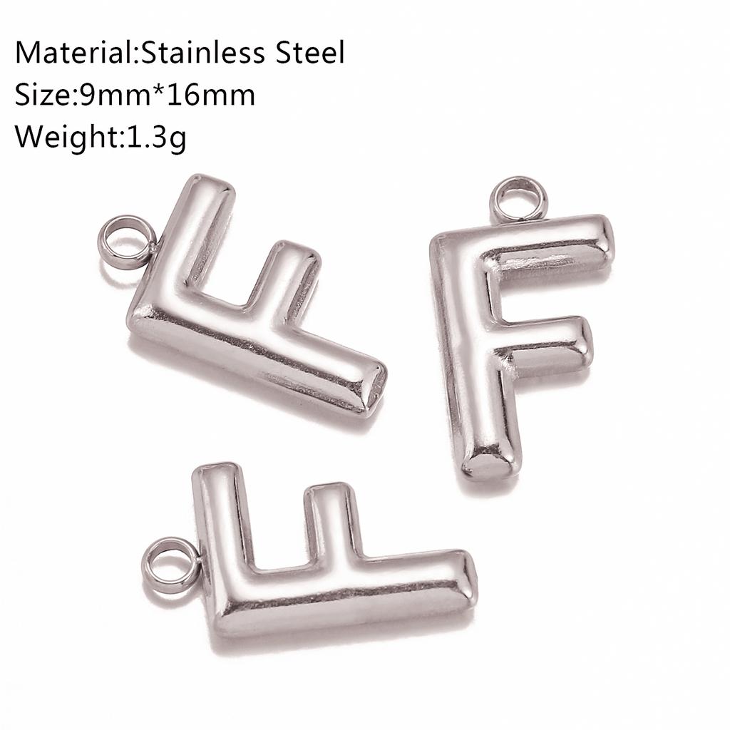 3Pcs Bubble Alphabet Charm Silver Color Stainless Steel Initial English Letter Pendant DIY Bracelet/Necklace Gift Jewelry Making