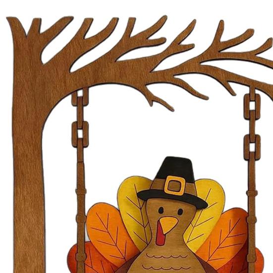 Gungande Kalkon Prydnad Thanksgiving Kalkon Bordsdekoration Rustik Kalkon Figur för Bondgård Hem Höstskördefest Dekor