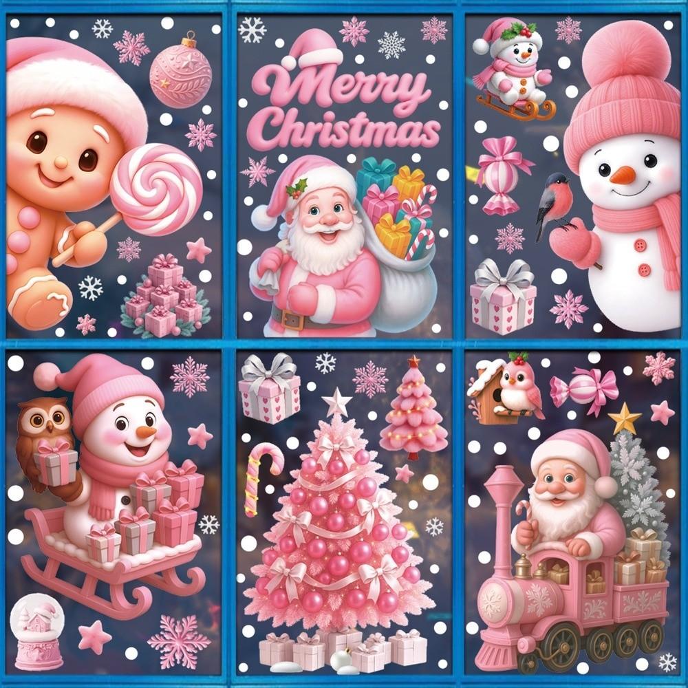 

Christmas Window Stickers Santa Claus Snowman Xmas Tree Glass Window Stickers Snowflake Reindeer for Holiday Home Decorations as show