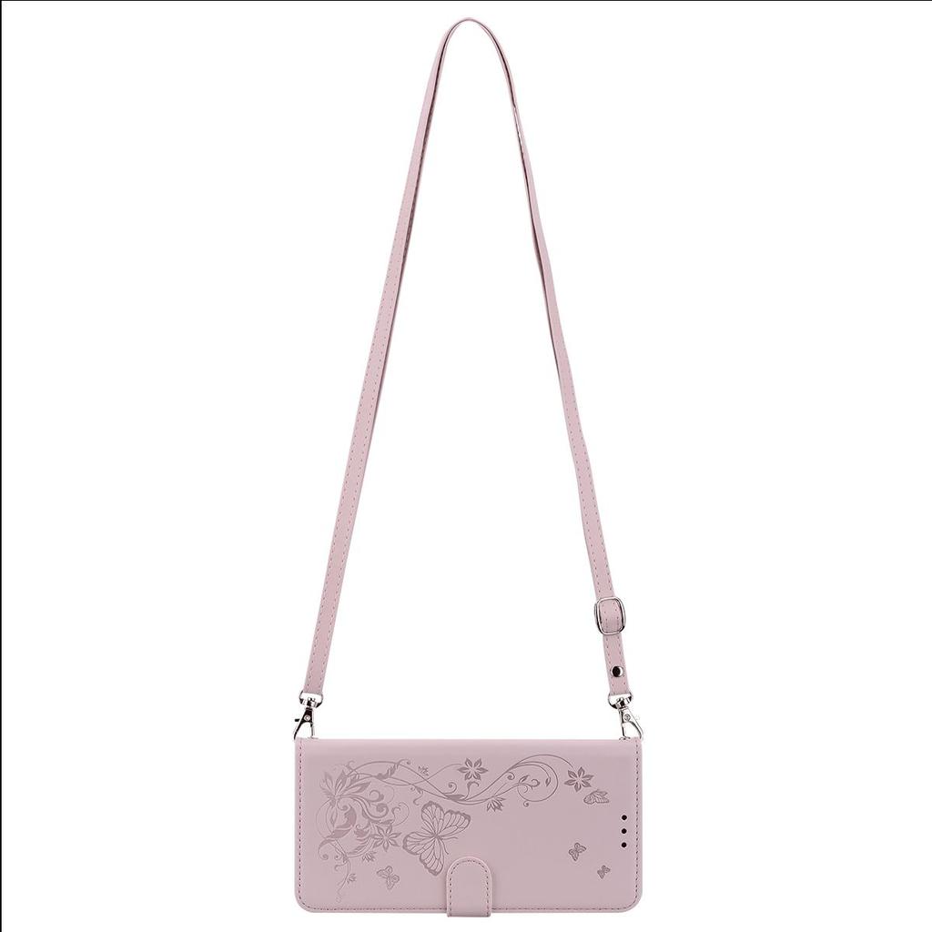 Elegant Butterfly Floral Flip Leather Phone Case for OPPO Reno15 5G Long Shoulder Strap Wrist Lanyard Cover