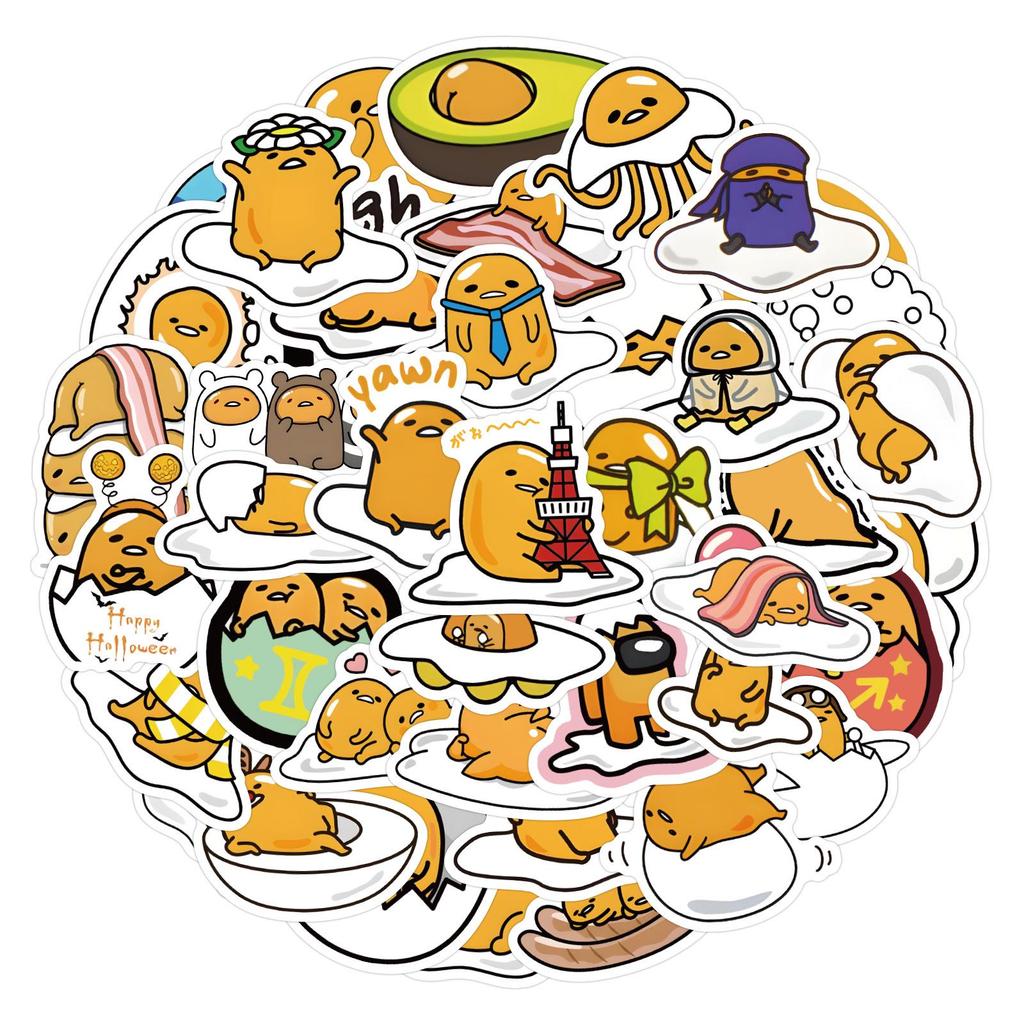 60/120 Gudetama Graffiti Waterproof Stickers for Notebooks, Luggage, and Guitars