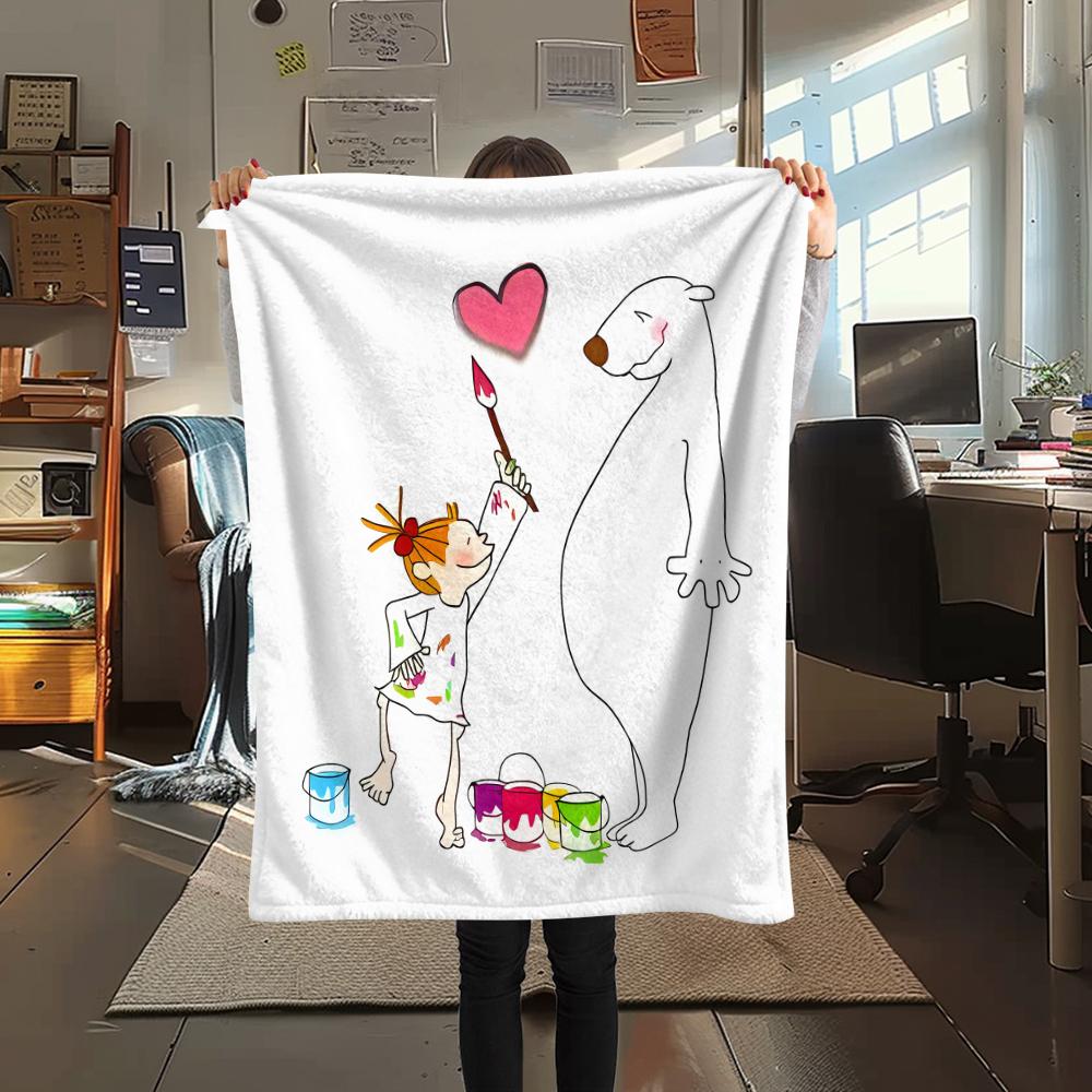 1PC Coco-chan Print Flannel Blanket, High quality All Seasons, Home Decor, Warmth and Comfort, Perfect for Christmas Gifts