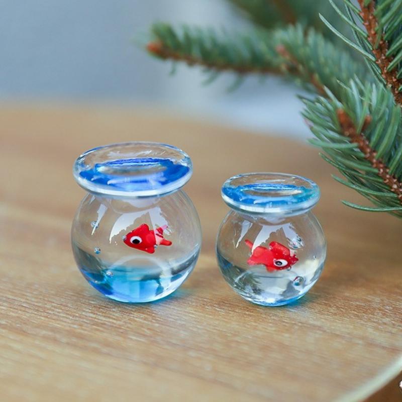 Creative Mini Handcrafted Glass Fish Figurine Cute Transparent Fish Ornaments Desktop Decoration Home Office Decor Figurine New