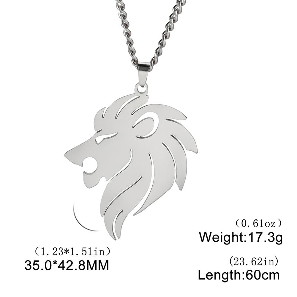 My Shape Lion King Crown Pendent Necklaces for Men Boys Stainless Steel Punk Animal Wolf Charms Choker Chains Hip Hop Jewelry