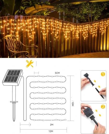 2X Girlanda Solarna Ogrodowa Druciki Łańcuch 200 Led 22M