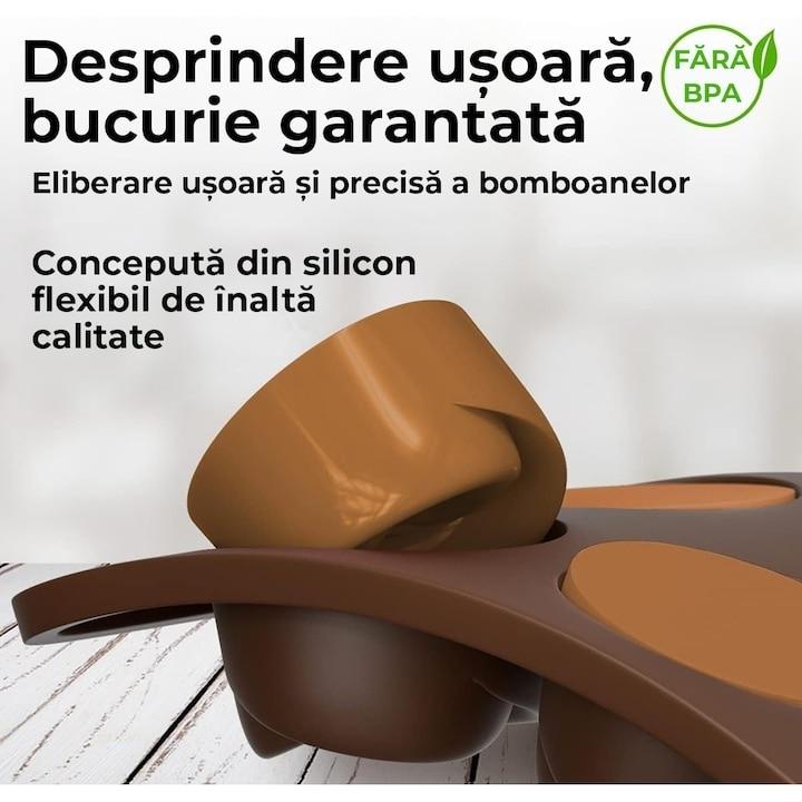 4 Forme Chocolate Silicone Mold Non-Stick Flexible BPA Free for Candy Praline Ice Brown