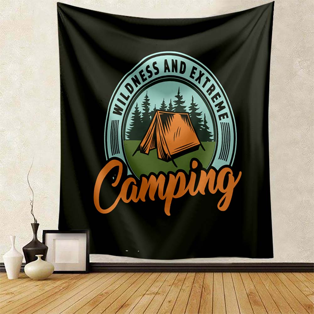 Camping Tapestry Camper Outing Accessories Fun Kids Room Club Man Cave Home Bedroom Wall Decor Backdrop