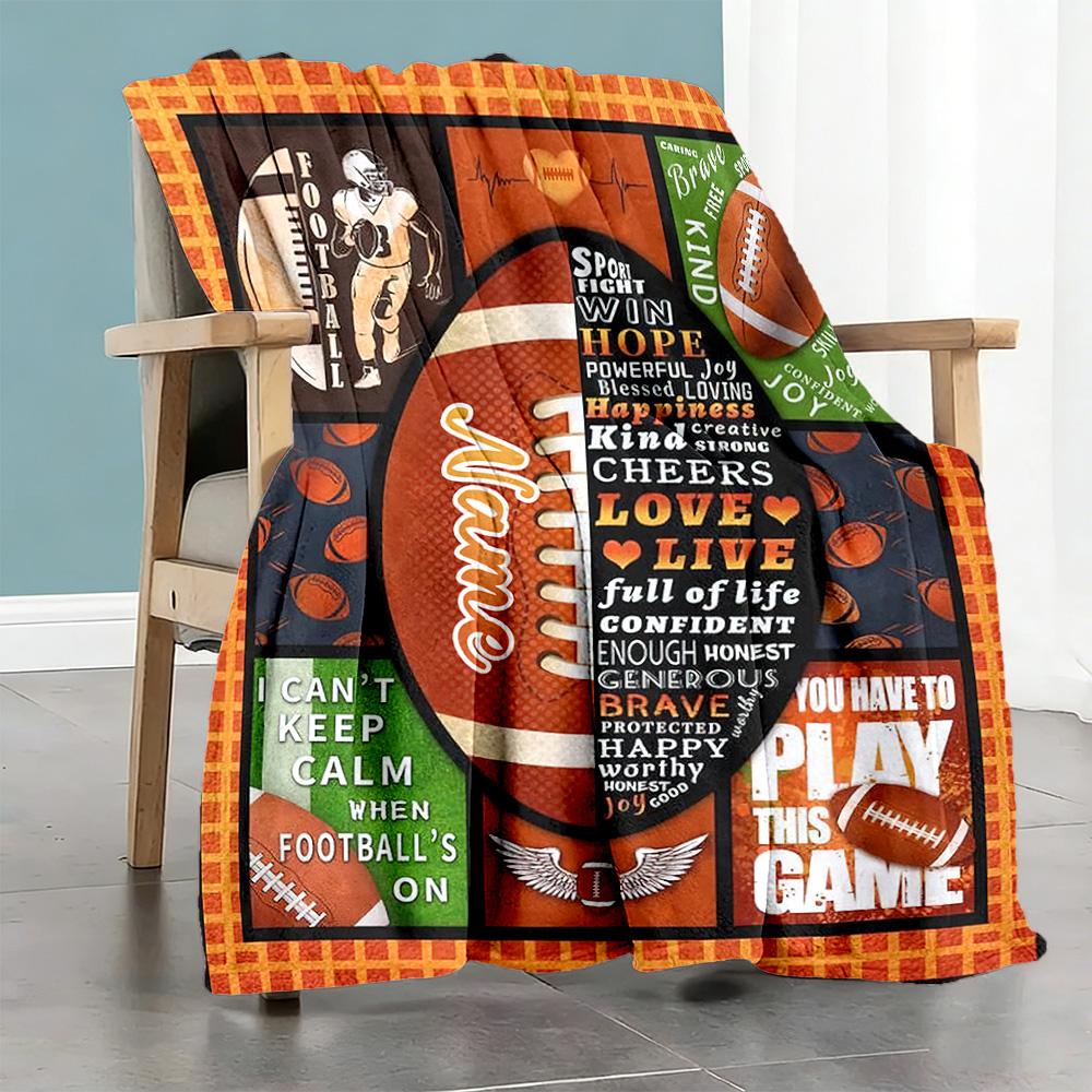 Football555 Personalized Name Blanket Throw Personalized Blanket Durable Comfort Perfect for Bedding Office Living Room Home Decor