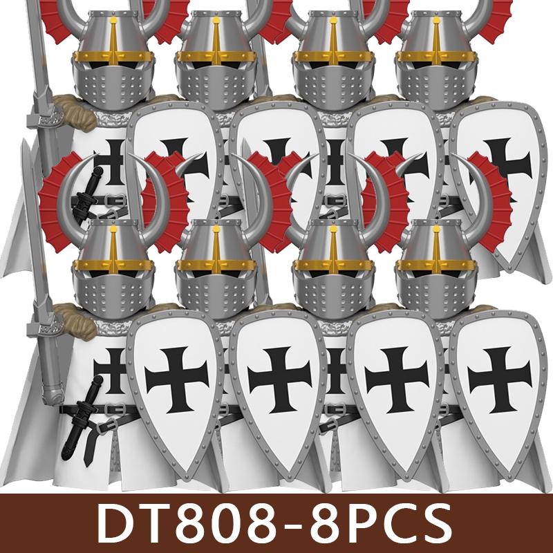 Medieval Roman Soldier Figures Building Blocks MIlitary Castle Warrior Hospital Templar Knight Flag Cloak Accessories Bricks Toy