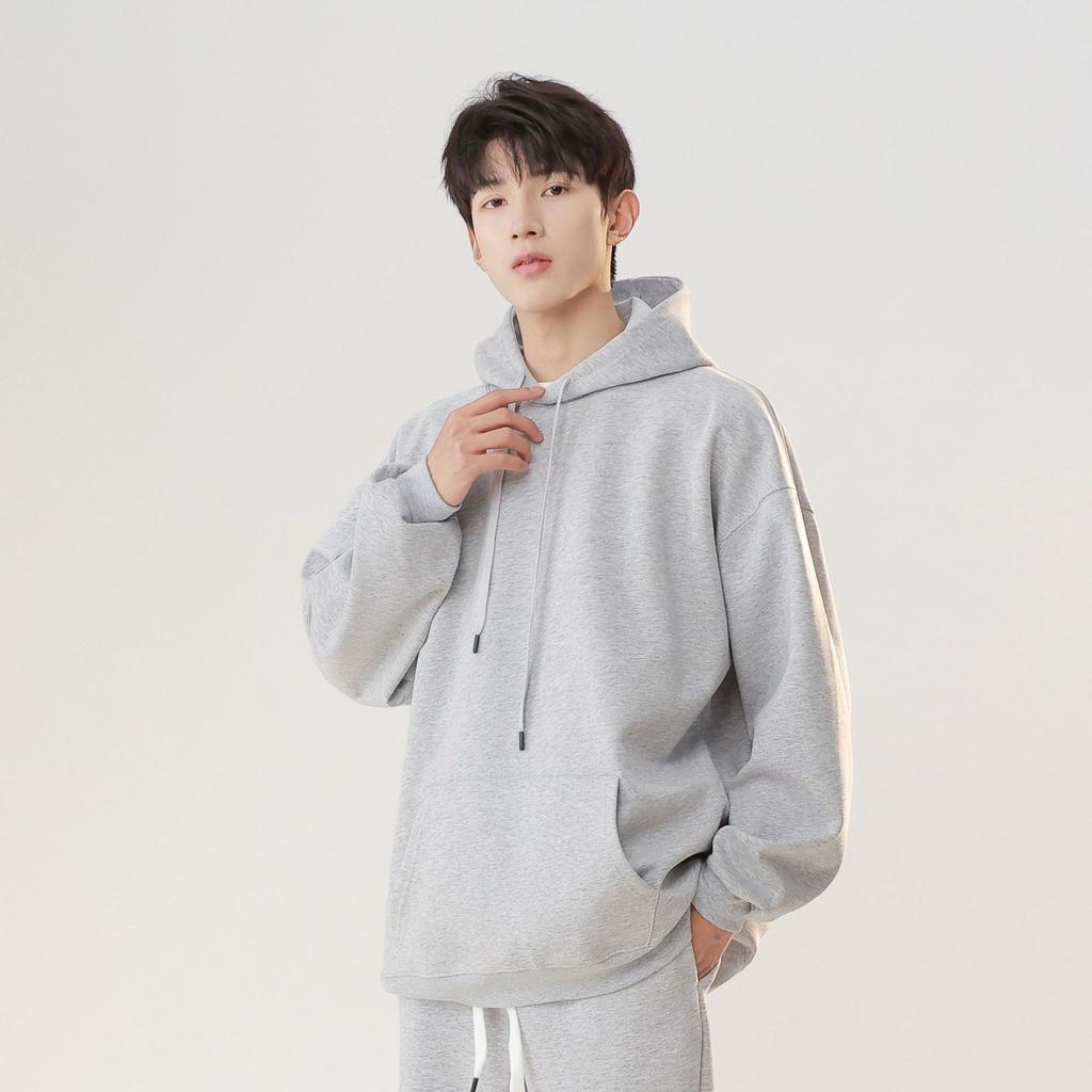 Pure Cotton Hooded Sweater Men's and Women's Spring and Autumn New Couples Solid Color Large Size Loose Casual Hoodie
