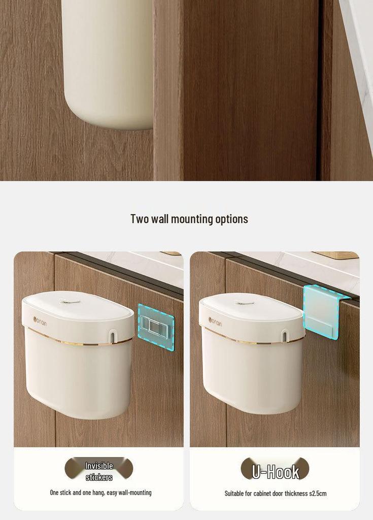 Wall-Mounted Trash Can with Lid for Bathroom, Kitchen, and Crevice Spaces - High-End Storage Solution