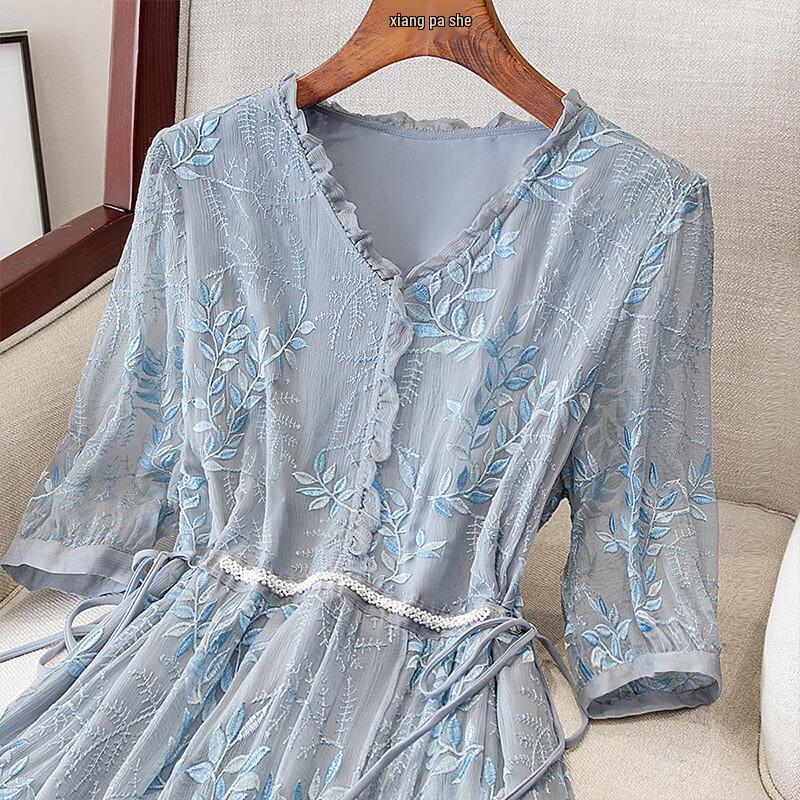 Sybilla Elegant V-Neck Waist-Cinching Midi Dress