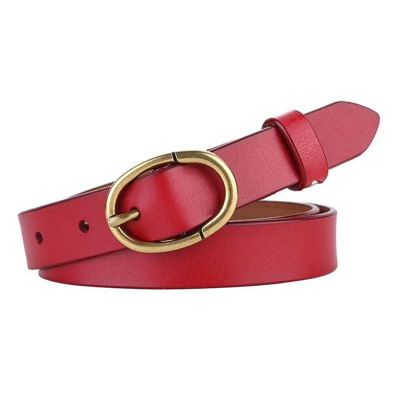 Minimalist Cowhide Belt For Women With Pin Buckle For Work And Weekend Use