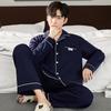 Men Pajama Sets Cotton Pijama Turn-down Collar Sleepwear Long Sleeve Spring Nightwear Male 2 Pieces Set Homewear