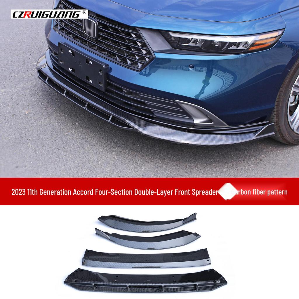 Compatible with 2023 11th Gen Accord: upgraded with roof spoiler, front lip, side skirts, louvers, and rear spoiler.