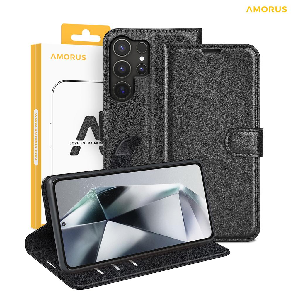 For Samsung Galaxy S25 Ultra Wallet Case Litchi Texture Shockproof Leather Flip Stand Phone Cover