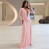 European and American Style Autumn New Women's Long-sleeved Cardigan Sexy V-neck Slim-fitting Split-ended Hip-wrapped Dress