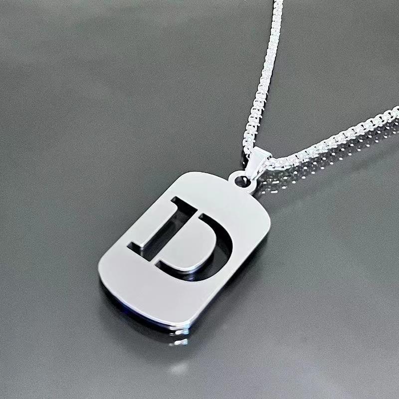 Hip Hop Stainless Steel Men Women Pendant Necklace Hollow 26 Letter Without Plating Design Style Chain for Daily Wear and Gift