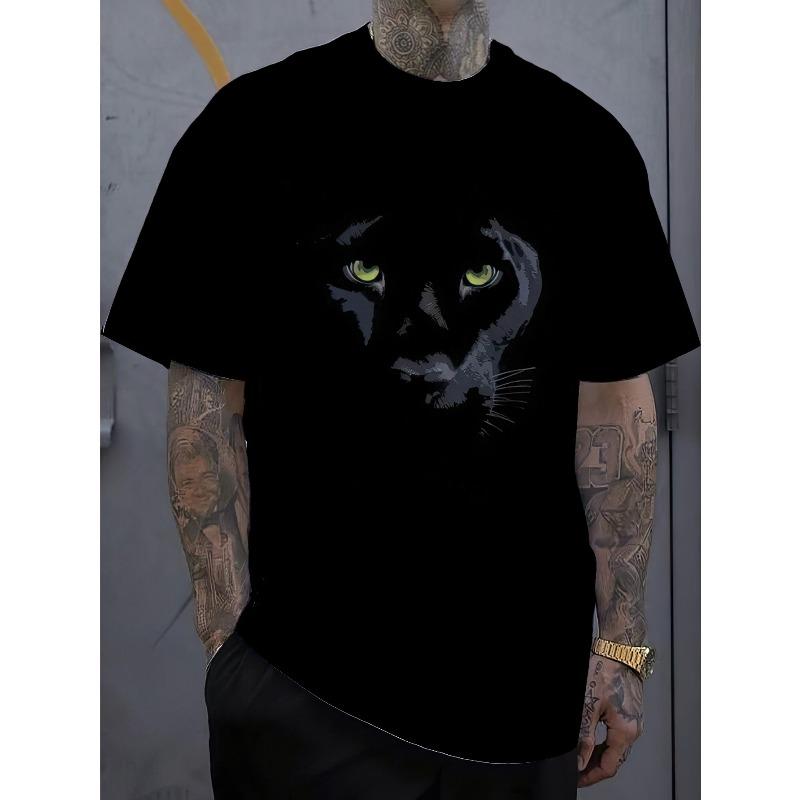 European Sizes 3D Print Oversized Men'S T-Shirt Featuring a Trendy Street Style Black Panther Design, Loose Fit