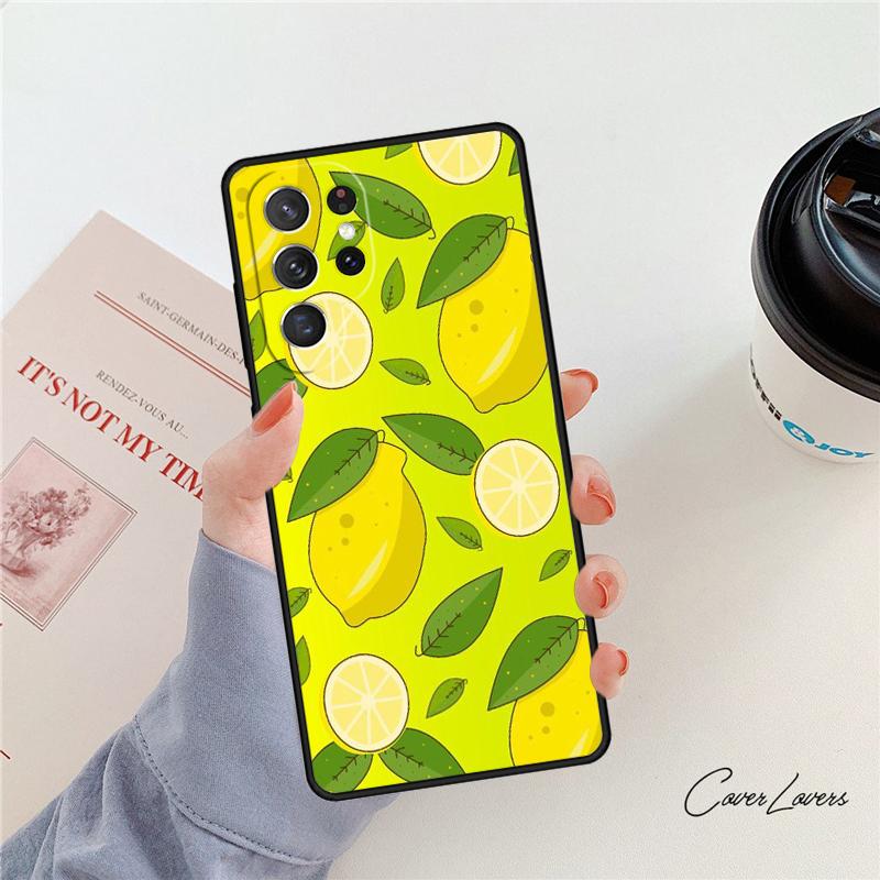 Summer Lemon and Leaf phone case For Samsung Galaxy S24 S25 S23 S22 Ultra Note 10 20 Plus S20 S21 FE Cover