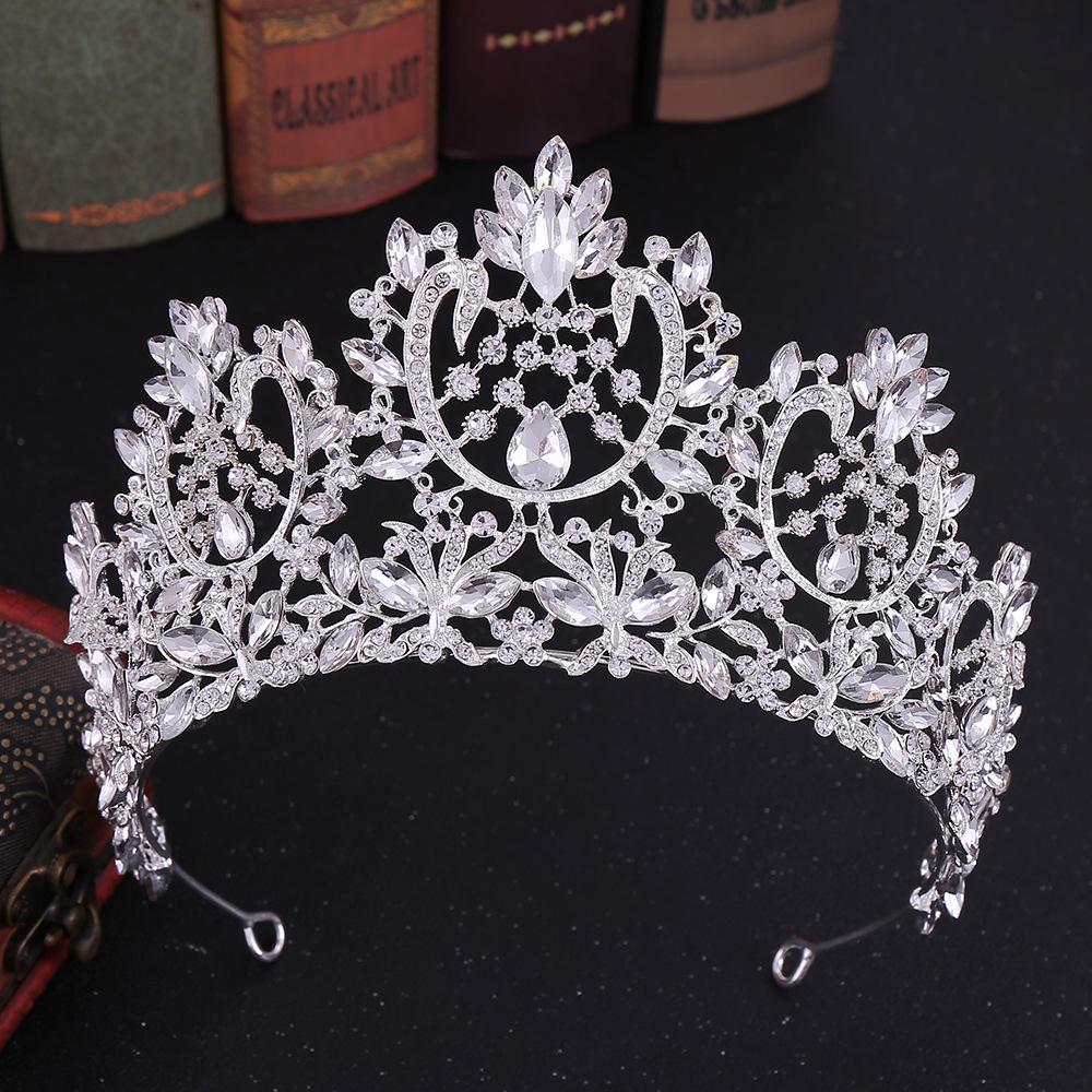 RS217 Silver and Gold Plated Elegant Crystal Wedding Hair Accessories Bride Pageant Tiaras Crowns for Queens