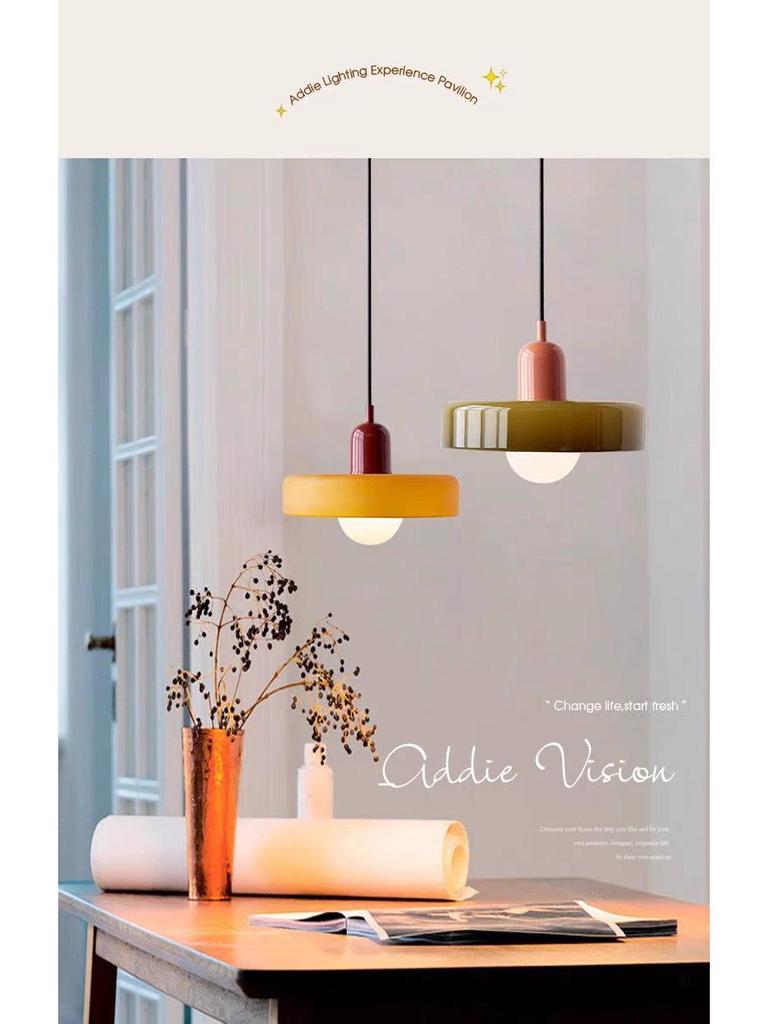 Nordic Retro Colored Glass Chandelier - Creative Single Head for Bedroom, Study, or Bar Counter Decoration