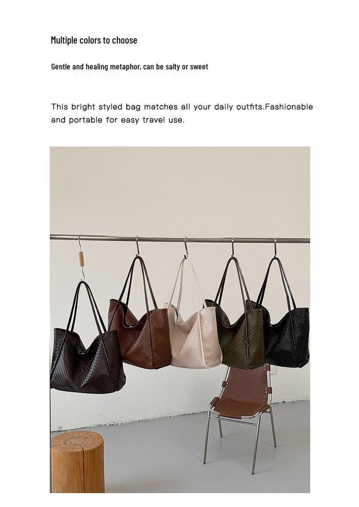 Stylish Autumn 2026 Women's Woven Tote Bag - Large Capacity, Single Shoulder Design