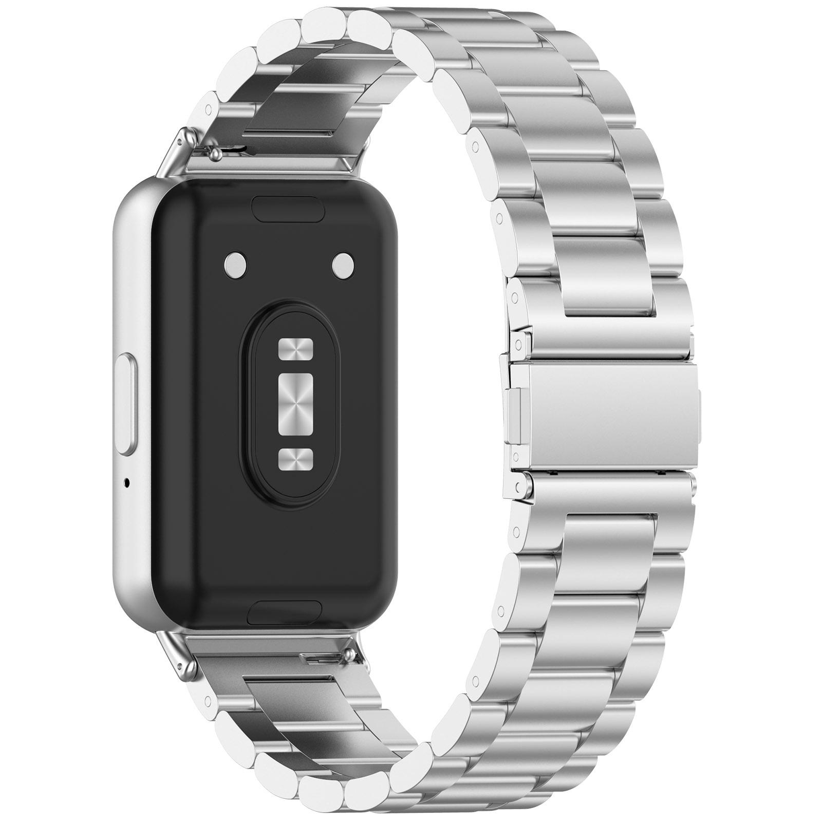 

For Samsung Galaxy Fit3 SM-R390 Replacement Strap Classic 3-Bead Stainless Steel Watch Band Silver