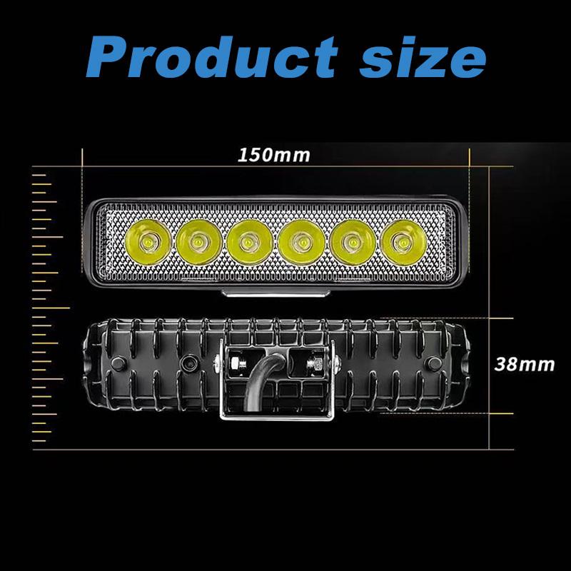 Off-Road Motorcycle LED Light Bar Focus Beams 6LEDS 12V 24V Universal Waterproof Kit for Jeep Wrangler Truck Tractors SUV 4x4
