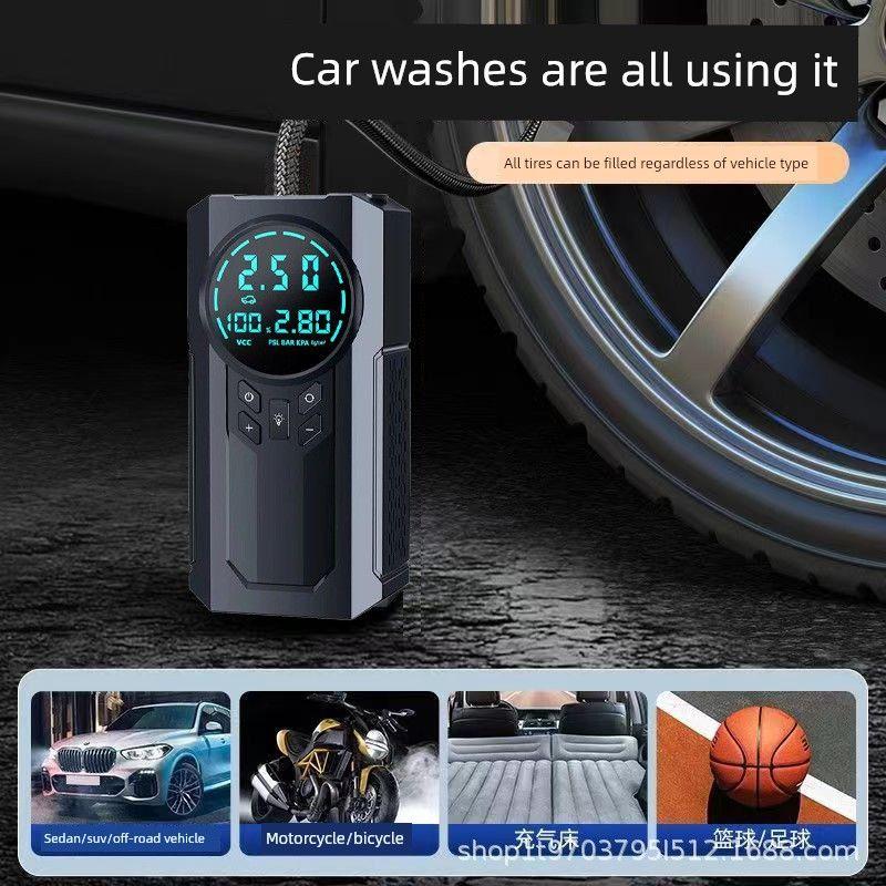 Car Air Pump, Electric Tire Inflator for Cars, Electric Vehicles, Motorcycles, Digital Display, Wireless, with Power Bank Function