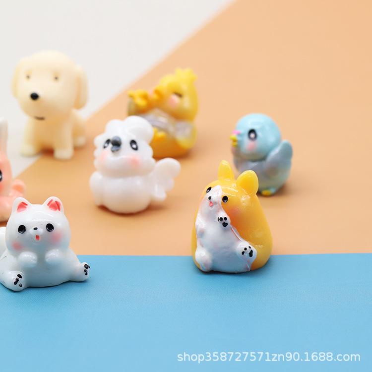 Cute Simulation Mini Animal Parrot Bird Puppy Cartoon Doll Model Micro Landscape Miniature Ornament Doll