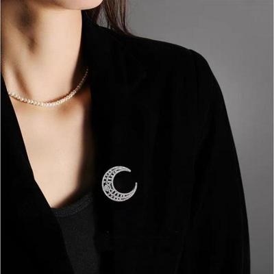 Broche Élégante Étoile Lune Diamant d'Eau Mode Style Coréen Polyvalente Corsage Féminin Accessoires Bijoux Cadeau