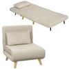 3 In 1 Sleeping Armchair Folding Chair With Sleep Function Adjustable Click Clack Backrest Beige