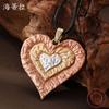 New Enamel Color Love Leather Rope Long Pendant, Women's Exaggerated Heart-shaped Versatile Heart-shaped Long Necklace