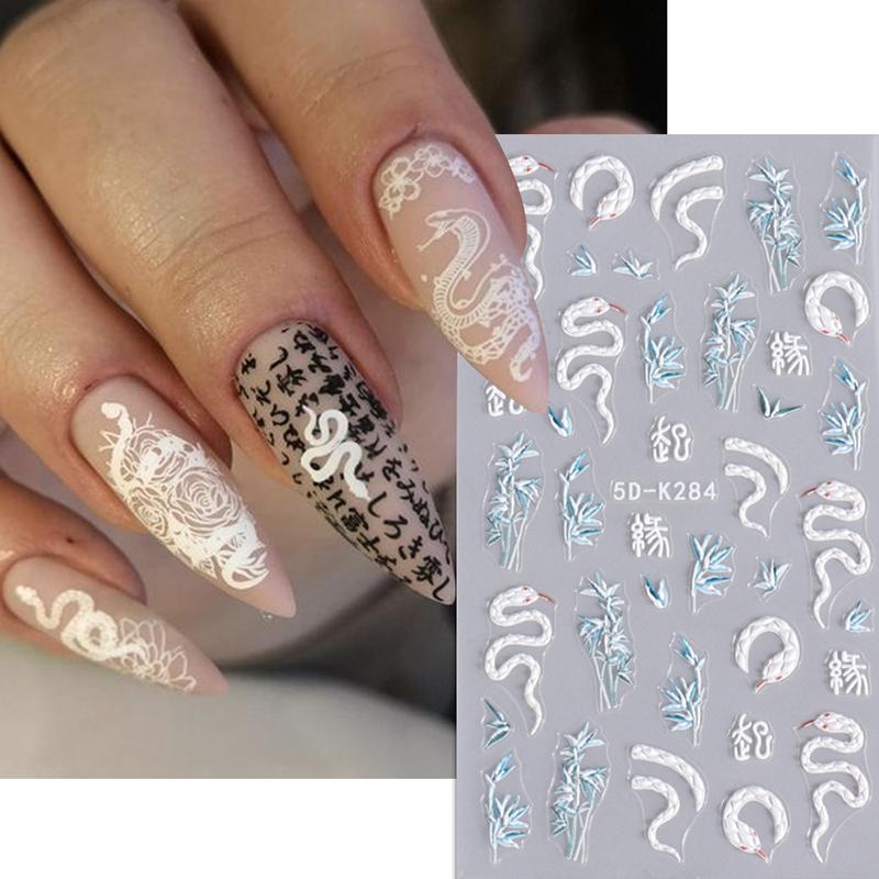 

Трехмерная рельефная наклейка для ногтей в китайском стиле, Год Дракона, украшение для ногтей