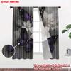 Flat Printing Happy Valentine Day Curtains Black Purple Butterfly White Flower Digital Printed Polyester Drapes Set Of 2 Made