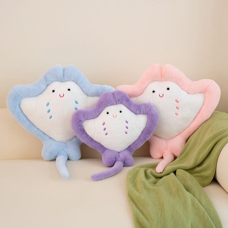 Cartoon Manta Ray Plush Pillow for Girls - Soft Sofa Cushion & Children's Sleeping Toy