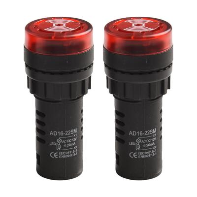 AC/DC 12V Kontrollleuchte mit Summer Roter Blinkalarm 22mm AD16-22SM Leuchte