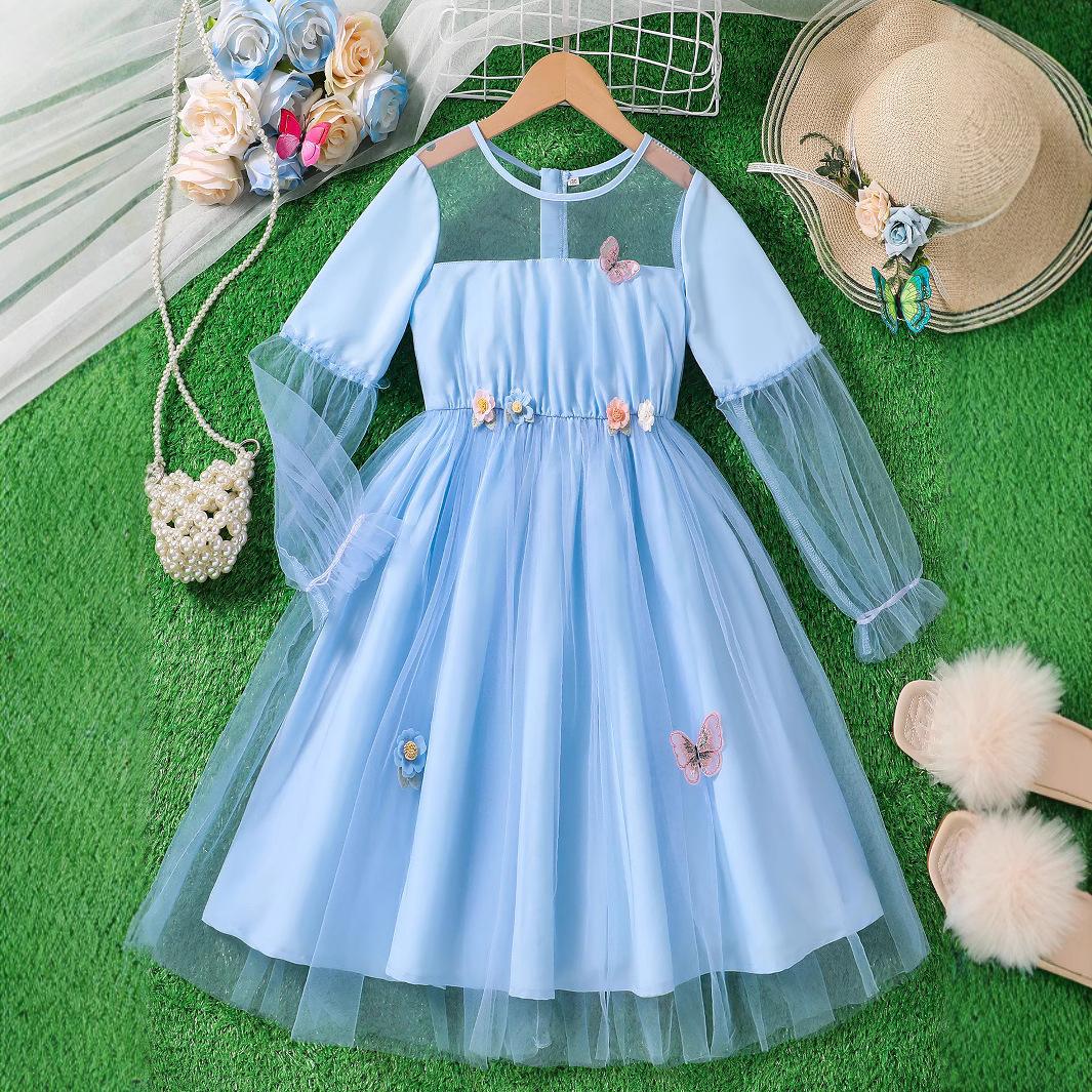 

Платье без рукавов для девочек, летнее детское модное платье принцессы 160cm небесно-голубой