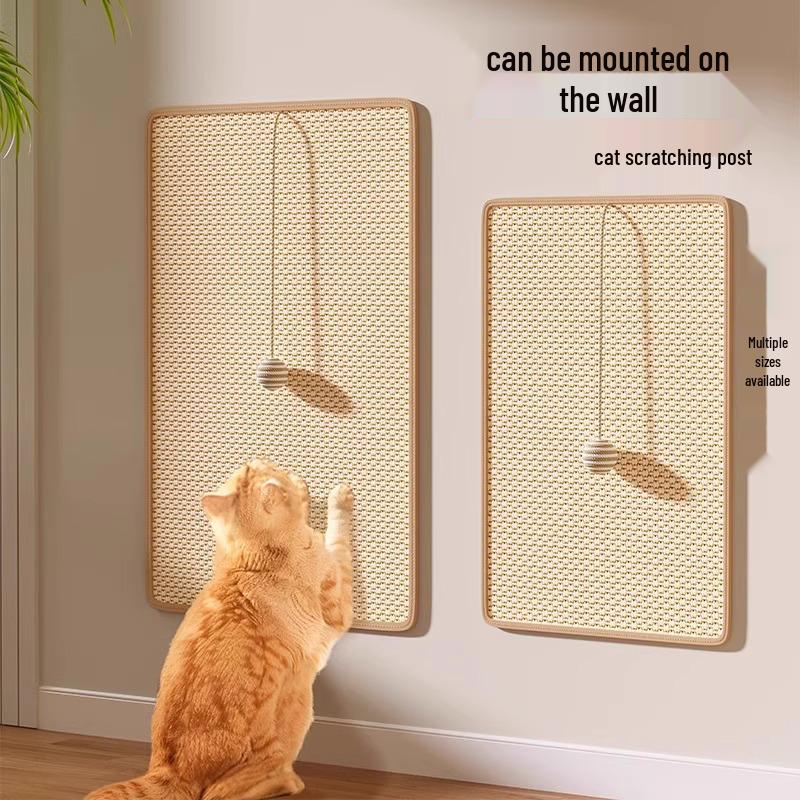 Wear-Resistant Sisal Cat Scratcher Mat - Lint-Free Wall Protector & Cat Claw Board