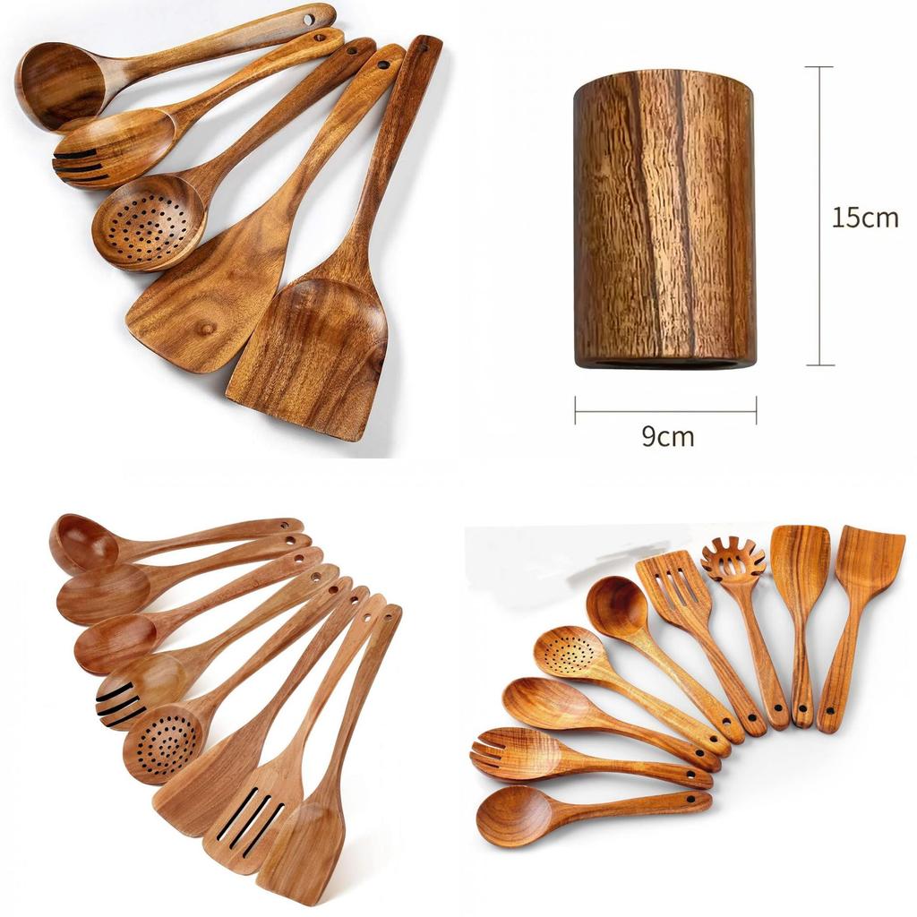 Acacia Wood Kitchen Utensil Set Handles For Home Cooking And Gift