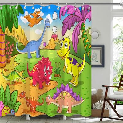 Bath Decor for Childen,Cute Dinosaur Cartoon Shower Curtains for Kids,Colorful Kid Shower Curtain for Bathroom,Funny Waterproof