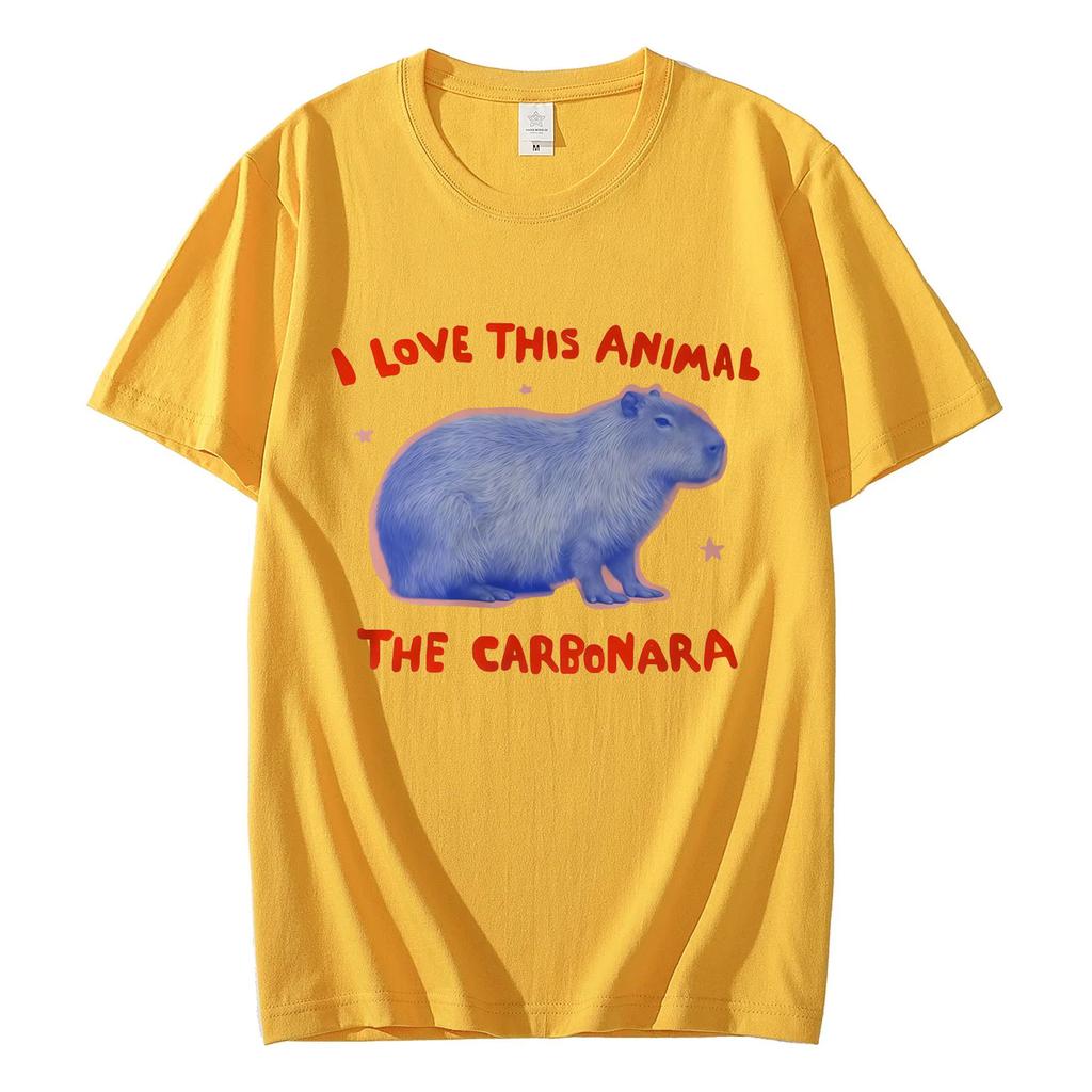 Ich liebe dieses Tier Das Carbonara Lustige Capybara Meme T-Shirt Mode Y2k Übergroße T-Shirts Unisex Sommer Lässig Baumwoll-T-Shirts
