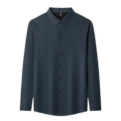 Winter Woolen Men's Velvet Shirt, Young and Middle-aged Fashion Korean Style Solid Color Warm Polo Shirt Casual Shirt for Men