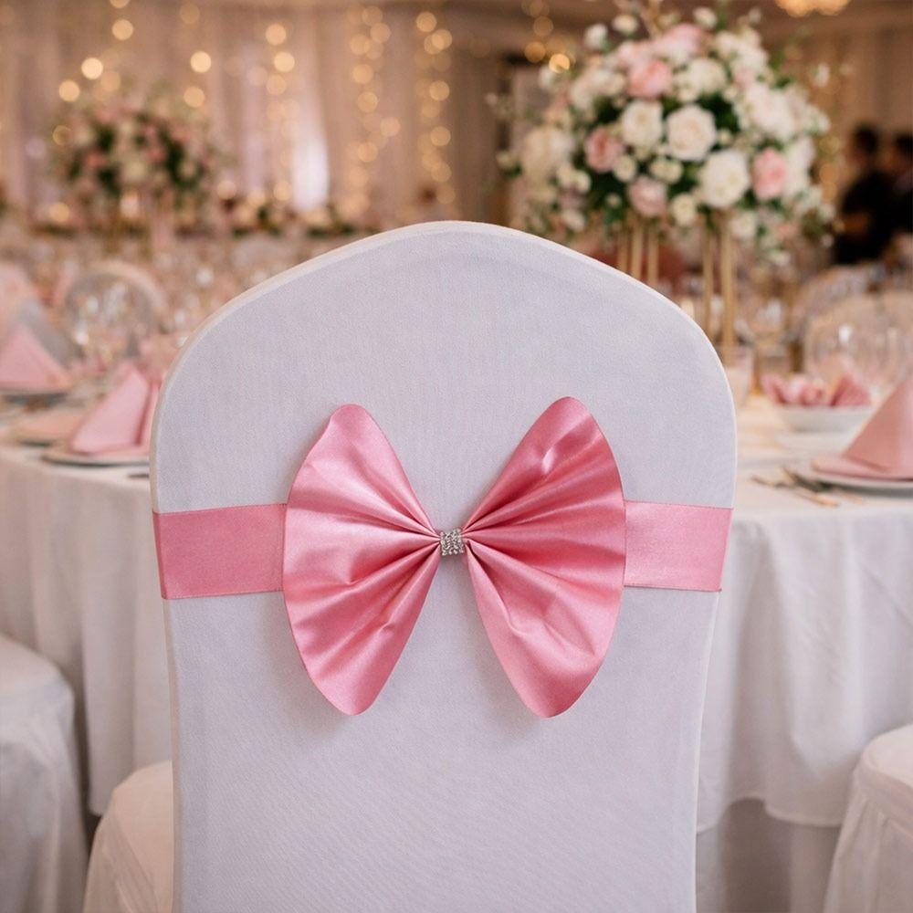 Elastic Bow Tie Chair Bandage Soft Bowknot Chair Sash Decoration Wedding Chair Ribbon