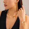 Accessories Bowearring Bow Stud Earrings, Metal Ribbon Knotted Snake Bone Chain Earrings Women
